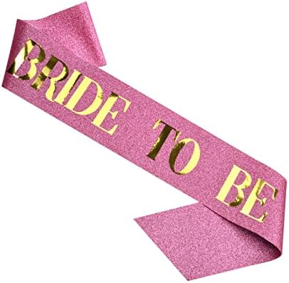 Skjiayee Bride To Be Sash for Bachelorette Party, Rosa Glitter Sash com folha de ouro para o chuveiro de noiva