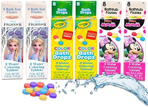 6 Pack Bath Fizzies for Girls - Bath Toys Bundle com 6 banheiros conjuntos de gotas com Minnie Mouse,