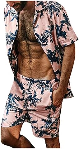 Camisa de flores masculina Conjuntos havaianos Button Casual Camisa de manga curta e shorts Suites