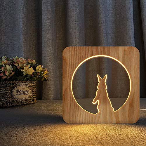 XDG Standing Rabbit 3D Lâmpada de madeira Led Night Light Home Room Decoração Lâmpadas de mesa criativas