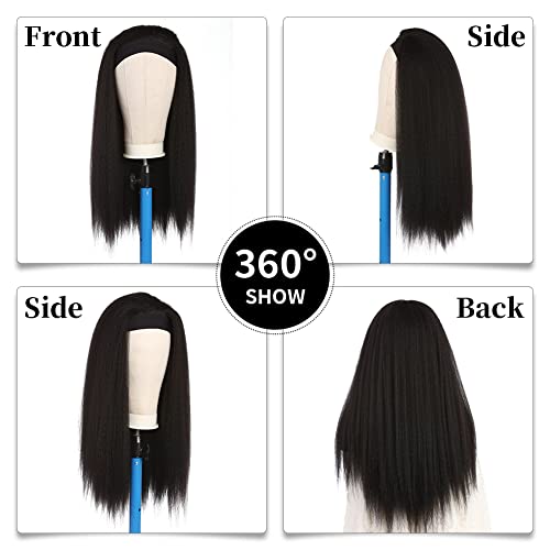 Frumos Hair Longo peruca lisa e lisa para mulheres negras Black Yaki Wigs Fácil Desgas