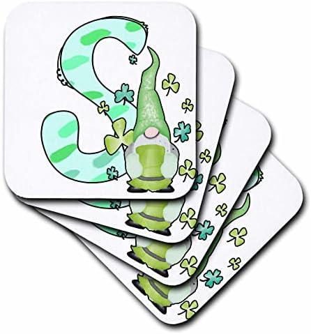 3drose fofo St Patricks Day Gnome Monogram Initial S - Coasters