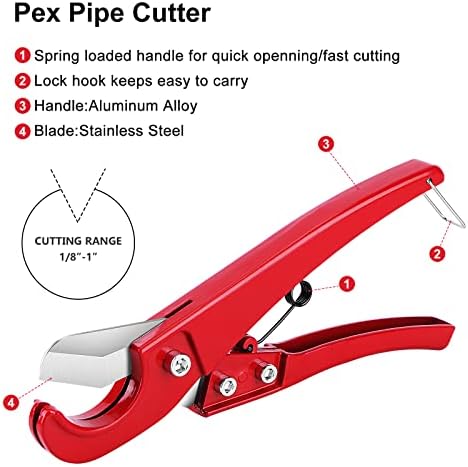 Kit de cortador de tubos pex, cortador de tubo pex para corte 1/8 - 1 tubo de pex, 1/4 '' - 1 ''