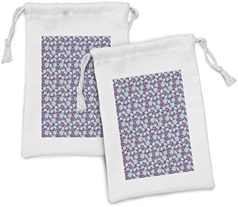Conjunto de bolsas de tecido floral de Ambesonne de 2, composição feminina de peônias, pequenos saco de