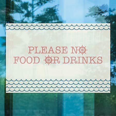 CGSignLab | Por favor, sem comida ou bebida -nutical onda Clear Window Afilia | 18 x12