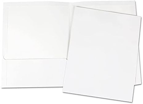 Universal 56417 portfólios laminados de dois bolsos, papel de papelão, branco, 11 x 8 1/2, 25/caixa