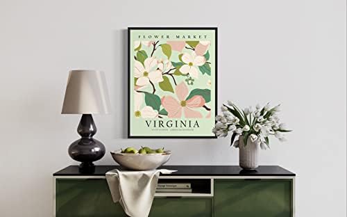 Virginia Flower Market Art Print, American Dogwood Flower Wall Art, Decoração de arte floral para