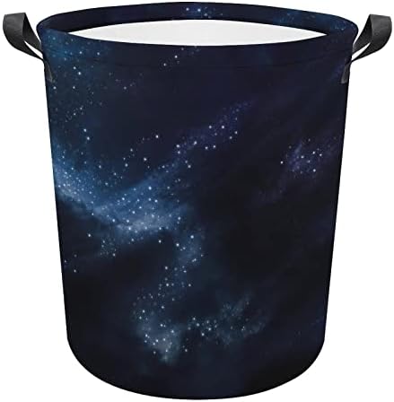 Estrelas espaciais lavanderia cesto de cesto, cesto de armazenamento com alças, cesta de armazenamento de