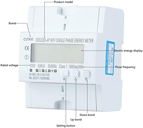 Uncaso DDS226D-4P WiFi Smart Monitoring Timer do disjuntor do medidor de energia inteligente com tensão