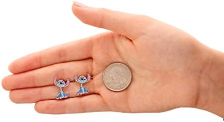 Jóias da Disney Lilo e Stitch, brincos de cravo de esmalte azul