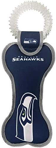 Animais de estimação primeiro NFL Seattle Seahawks Dental Dog Tug Toy com Squeaker. Brinquedo de estimação
