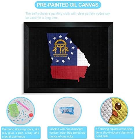 Georgia State Flag Mapa Kits de pintura de diamante Kits de imagem 5D DIY FLILHA FILIZAÇÃO RETRO DE RETRAS