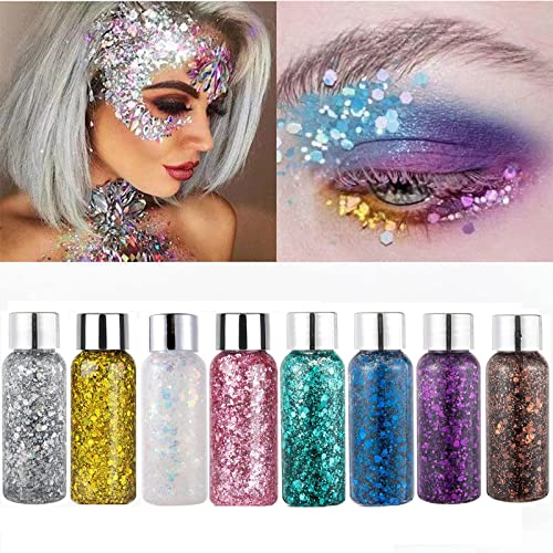 Gel de glitter corporal para mulheres e meninas, fácil de aplicar e remover, festival Glitter Glitter Eyeshadow