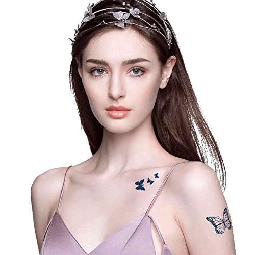 Tatuagens semi-permanentes de Aresvns para mulheres, tatuagens falsas de azul escuro de tatuagens