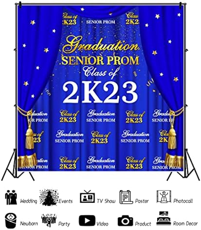 Baocicco 10x10ft Classe da 2023 Formatura da formatura Sênior Celebração de Prom Celebração Azul Curta
