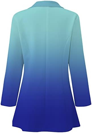 Blazer para feminino Gradiente de cor de cor de cor de trabalho Office Blazers Jackets de manga longa Cardigan