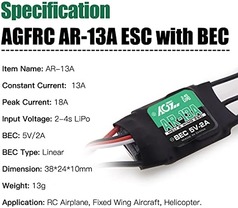 AGFRC 13A RC ESC ATHLON ATHLON RUNHO BRIVELENT SPEED SPEED Controller 2-4S Lipo com 5V/2A BEC para o plano