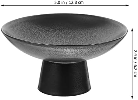 Tigela de cerâmica de doitool 2pcs tigela preta tigela preta tigela decorativa preta vasos preto decoração