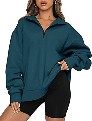 Mulheres meio zíper de tamanho grande pulôver manga comprida moletom camisola de zíper suéter adolescente