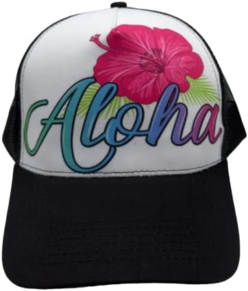 Aloha Designs - chapéu aloha com impressão colorida havaiana aloha hibiscus para sua praia - dia do dia