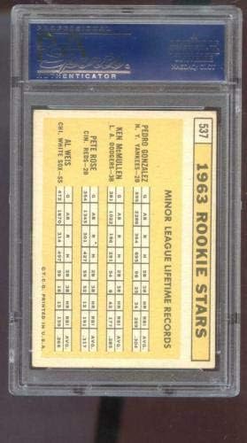 1963 Topps 537 estrelas de estrelas Pete Rose Al Weis RC PSA 4 Cartão de beisebol graduado MLB -