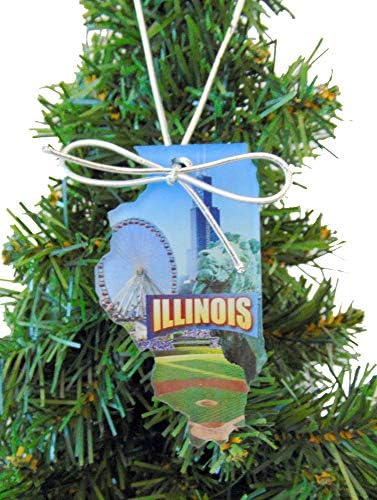 Ornamento de Illinois em forma de em forma de Chicago Scene Decoração de Natal feita nos EUA