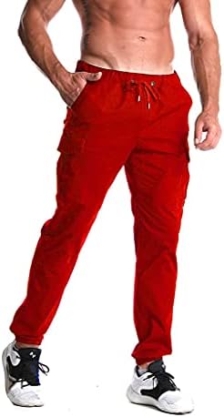Calças casuais de calças casuais masculinas de Kroivil com estacas de corrida com bolsos com bolsos