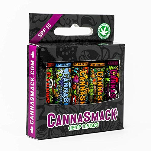 CANNASMACK SPF 15 Balma de lábios de cânhamo - 5 sabores incluídos, manga, tropical, abacaxi, baga e cerejeira