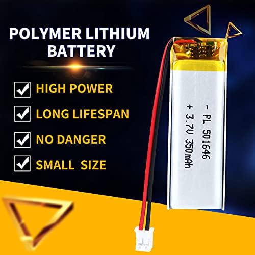 AkzyTue 3.7V 350MAH 501646 Lipo Bateria Recarregável de Bateria de Ion Polímero de Lítio com conector JST