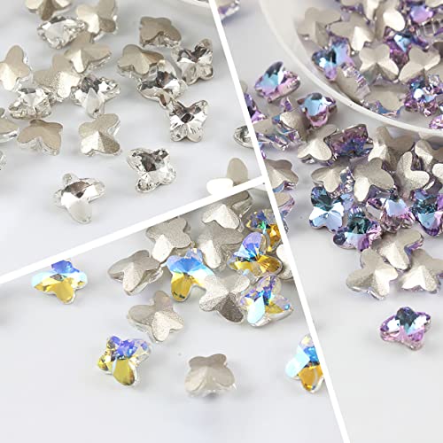 Butterfly Shape Rhinestones Uil Art Glass Diamantes Gems Clear Multi colorido e deslumbrante para unhas