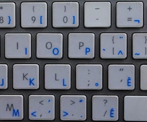 Layout francês de etiquetas canadenses para teclado Bunco transparente de letras azuis para
