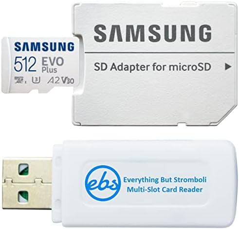 Samsung Micro SDXC 512GB EVO PLUST Memory com o adaptador Funciona com Samsung A03s, A22, A03 Core de telefone