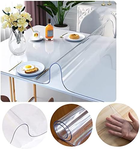 Protetor de tampa de mesa transparente redonda da web -up 3mm/4mm/5mm de espessura de vinil PVC Capinho de mesa redonda Tobeira de mesa de plástico à prova d'água （Diâmetro de 24 polegadas）