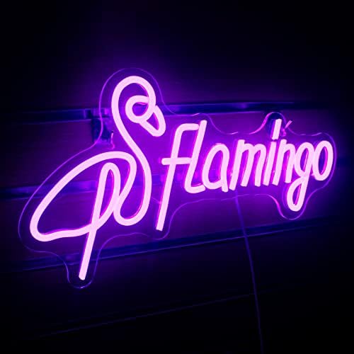 Wanxing Flamingo Néon Sign Purple LED sinais de néon para decoração de parede USB alimentada com padrão de flamingos