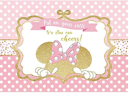 Svbright rosa mouse aplausos pano de fundo 7wx5h Feliz aniversário Polca de ouro rosa Dots Princess