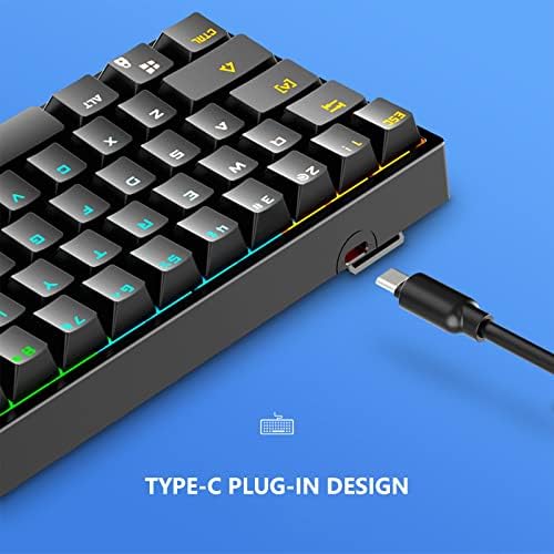 Firado 60% do teclado mecânico do teclado RGB BackLit Compact 61 Teclados Mini teclado com interruptores azuis