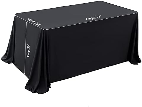GOGOPARTI 12PACK preto 90x132 polegada Roupas de mesa para mesas de retângulo de 6 pés / 8 pés