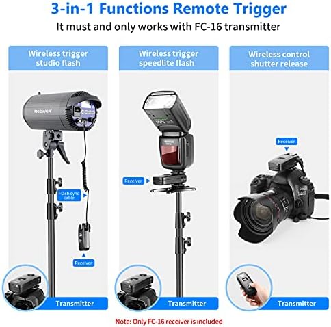 Neewer FC-16 2.4G 16 canais Receptor de flash remoto sem fio compatível com as câmeras Canon Nikon DSLR e Sony A9ii