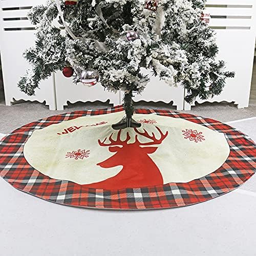 Saias de árvore de Natal Huijie - Cute Elk Grade de linho impresso Os ornamentos de decoração da base