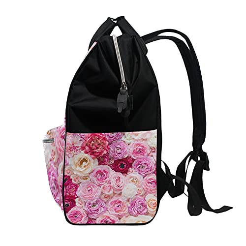 Uma mochila de semente Bolsa de fraldas de fraldas flores florais rosa Rosa para meninas mulheres Tote Daypack