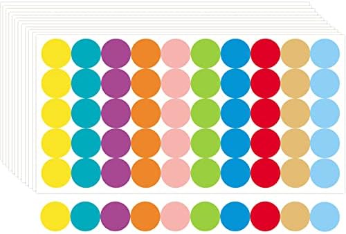 2500 PCs Rótulos de codificação de cor Round Dot adesivos, 10 estilos de cores Rótulos de código de cores permanentes,