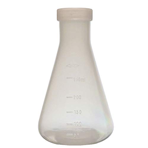Flask Erlenmeyer de plástico de 1000 ml com tampa de parafuso, polipropileno, graduação moldada, Karter
