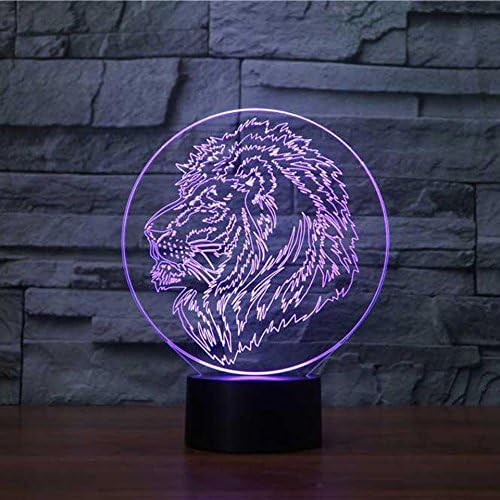 Jinnwell 3D Lion Tiger Night Lâmpada Lâmpada LED 7 Alteração da cor Touch Touch Tabel Table Tound