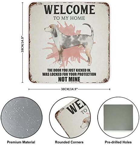 Funny Pet Dog Metal Metal Placa Pet Dog Welcome To My Home Vintage Dog Portom Signo Metal Poster Retro Room