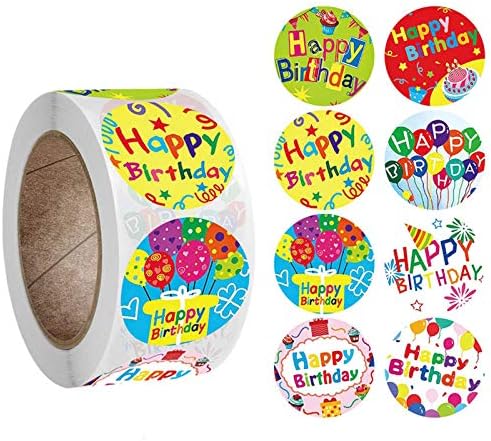 Sara-U 500pcs/ 1 roll 8 estilos de feliz aniversário Redução de festas de festas de papel