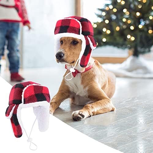 Chapéu de cachorro com orelhas luxuosas pet natal de chapéu de folhas de molho de molho de impressão de chapéu