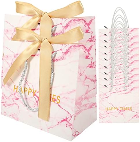 Operitacx Bride Gifts Festas de casamento Favorias 10pcs Marble Pattern Paper Tote Bags Golden