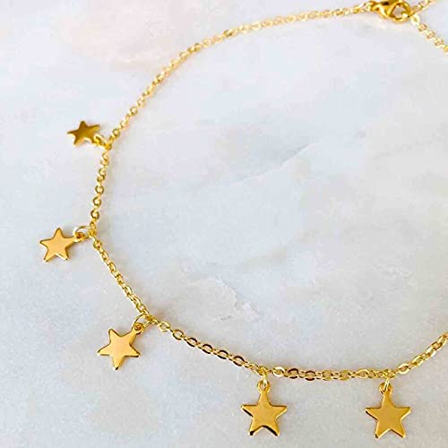 Yheakne Boho Star Cara Cara Gold Star Gold Star Dangle Chain Chain de colar minimalista curto Jóias