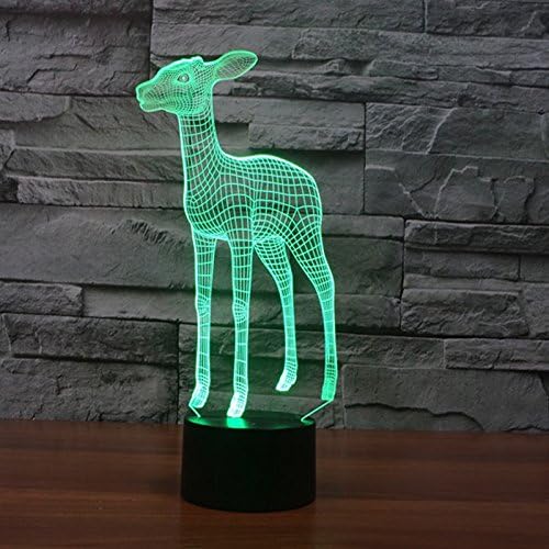 3D Deer Night Light Light USB Touch Switch Decor Tabelha Lâmpadas de Ilusão de Ilusão de Cores 7 Luzes