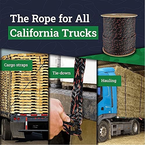 Sgt Nots California Truck Rope - corda de polipropileno torcida para tiras de carga, amarração,